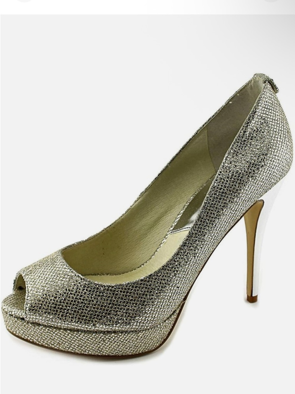NEW Micheal kors glitter Silver Peep-Toe High Heel Pumps